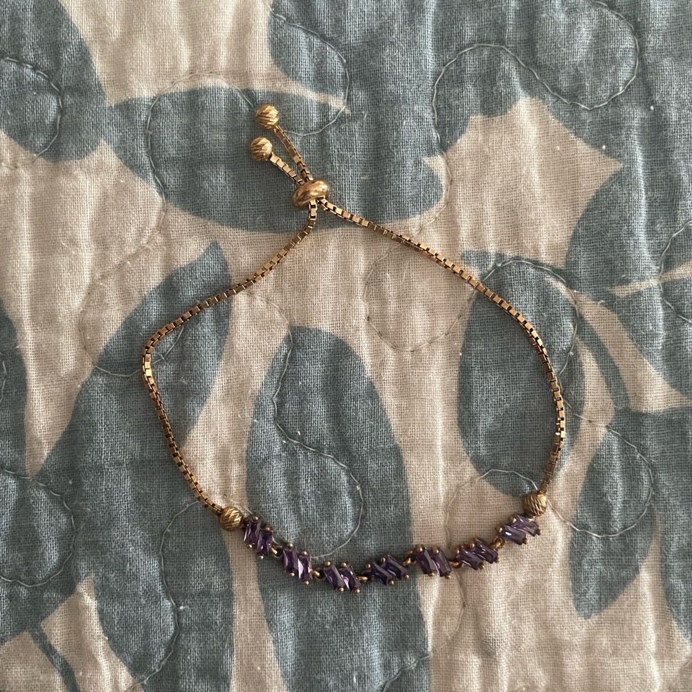 Gold and Purple Slider Tennis Bracelet